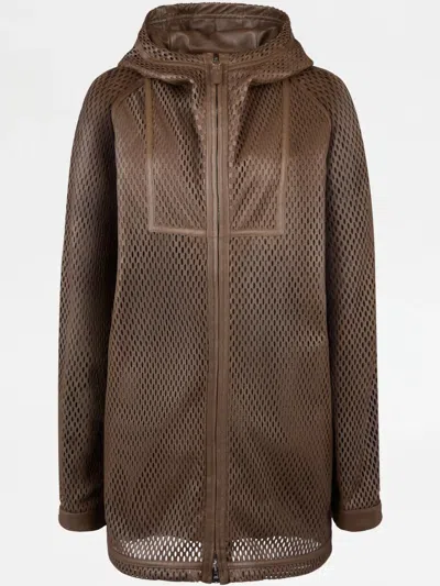 Tod's Windbreaker In Perforated Leather In Brown
