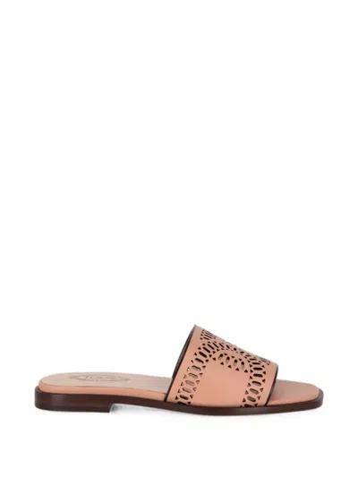 Tod's Laser-cut Slip-on Sandals In Gold
