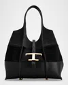 Tod's Leather & Calf Hair Shopper Tote Bag In Black