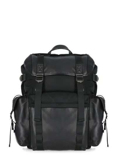 Tod's Leather And Fabric Backpack In Black