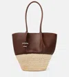 Tod's Leather And Straw Shopper In Neutrals