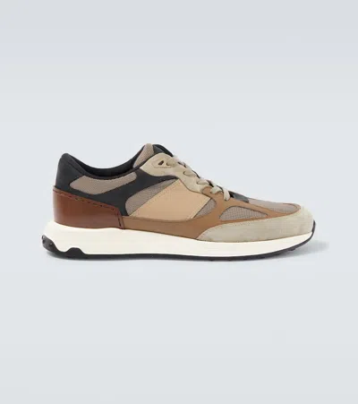 Tod's Leather And Suede-trimmed Sneakers In Sand