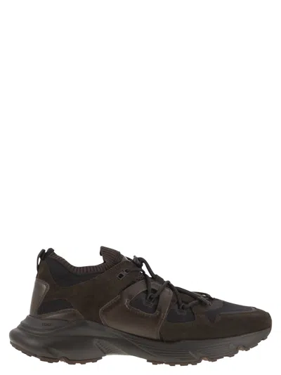 TOD'S LEATHER AND TECHNICAL FABRIC SNEAKERS