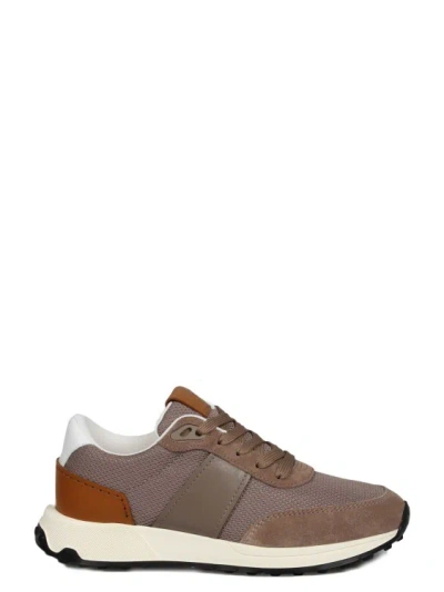 Tod's Leather And Technical Fabric Sneakers In Brown