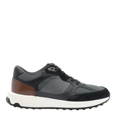 Tod's Leather And Technical Fabric Sneakers In Gray