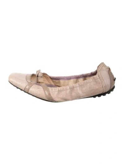 Pre-owned Tod's Leather Animal Print Ballet Flats In Neutral