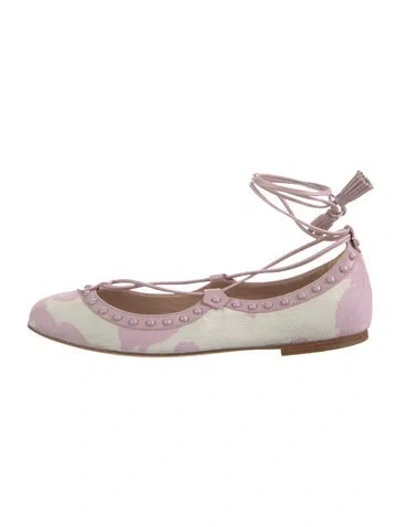 Pre-owned Tod's Leather Animal Print Ballet Flats In Pink