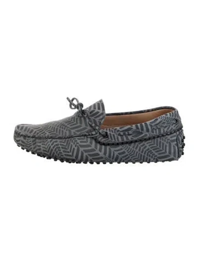 Pre-owned Tod's Leather Animal Print Loafers In Gray