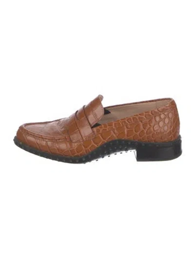 Pre-owned Tod's Leather Animal Print Loafers In Neutral