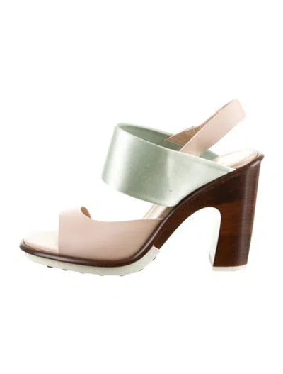 Pre-owned Tod's Leather Animal Print Slingback Sandals In Neutral