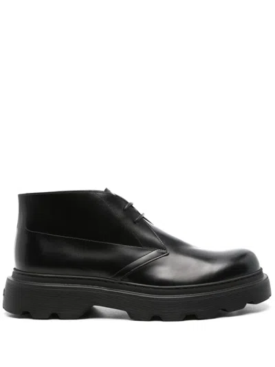 Tod's Leather Ankle Boots In Nero