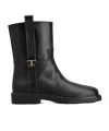 Tod's Refined Black Leather Ankle Boots With Block Heel In Black