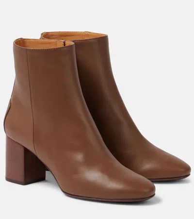 Tod's Leather Ankle Boots In Brown