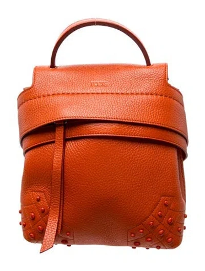 Pre-owned Tod's Leather Backpack In Orange