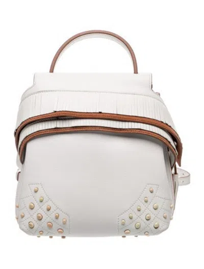 Pre-owned Tod's Leather Backpack In White