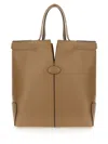 Tod's Structured Brown Calfskin Shoulder Bag In Dove