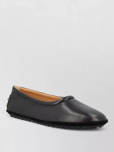 Tod's Leather Ballerina Shoes Metal Studs Sole In Black