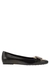 Tod's Leather Ballerina With Chain In Black
