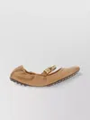 Tod's Leather Ballerinas With Elasticated Trim And Rubber Sole