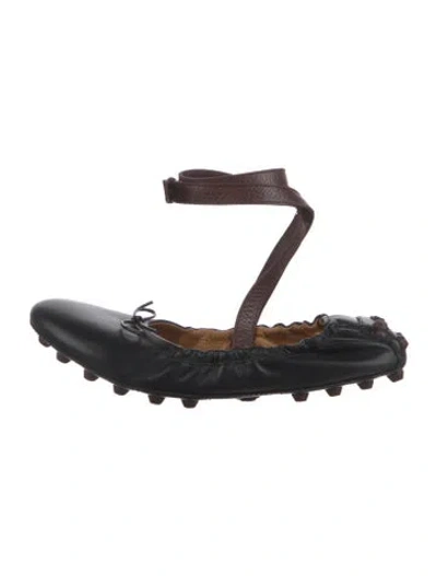 Pre-owned Tod's Leather Ballet Flats In Black/brown
