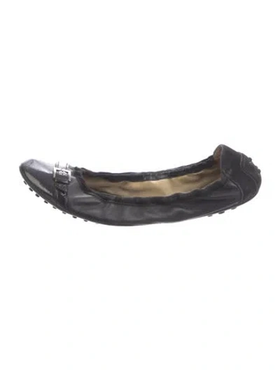 Pre-owned Tod's Leather Ballet Flats In Blue