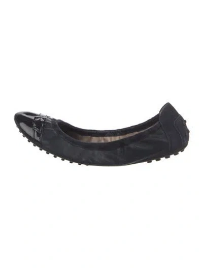 Pre-owned Tod's Leather Ballet Flats In Blue
