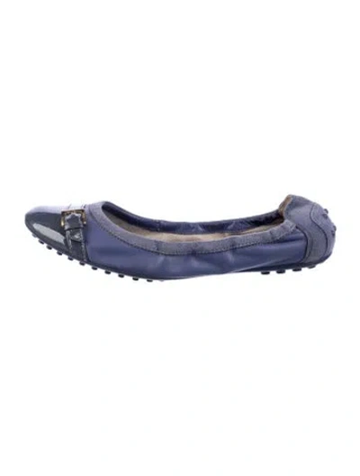 Pre-owned Tod's Leather Ballet Flats In Blue