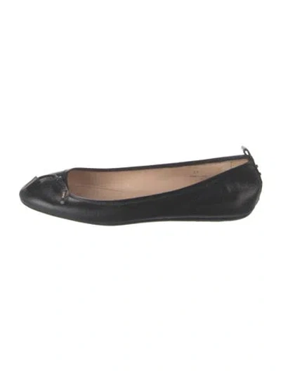 Pre-owned Tod's Leather Ballet Flats In Blue