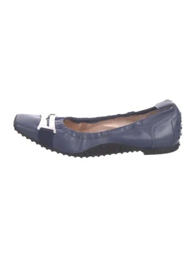 Pre-owned Tod's Leather Ballet Flats In Blue