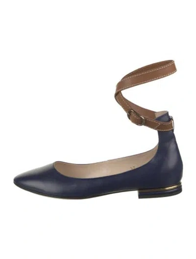 Pre-owned Tod's Leather Ballet Flats In Blue