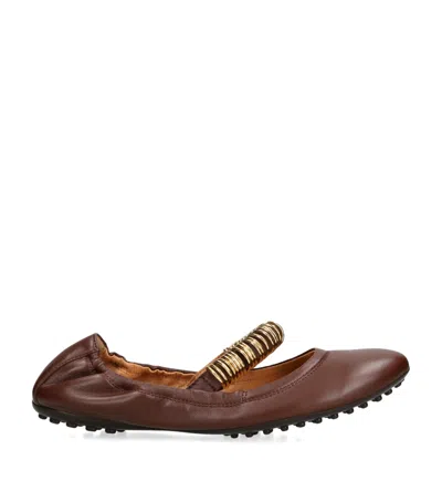 Tod's Leather Ballet Flats In Multicolor