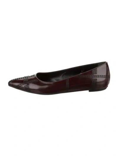 Pre-owned Tod's Leather Ballet Flats In Burgundy