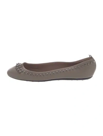 Pre-owned Tod's Leather Ballet Flats In Gray