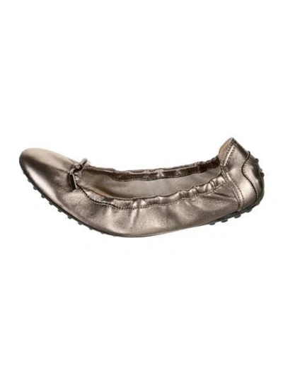 Pre-owned Tod's Leather Ballet Flats In Grey