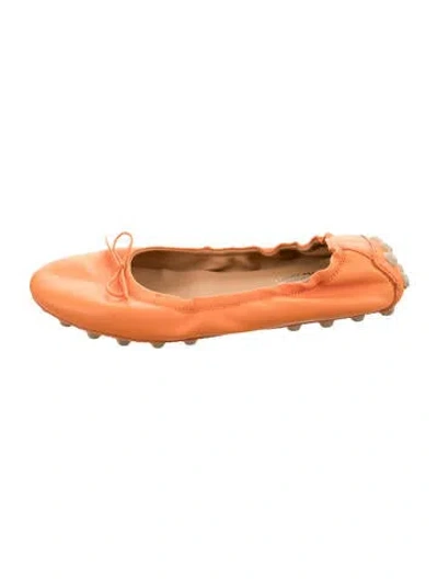 Pre-owned Tod's Leather Ballet Flats In Orange
