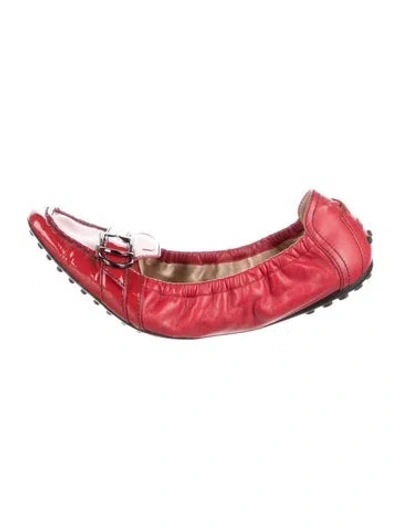 Pre-owned Tod's Leather Ballet Flats In Red
