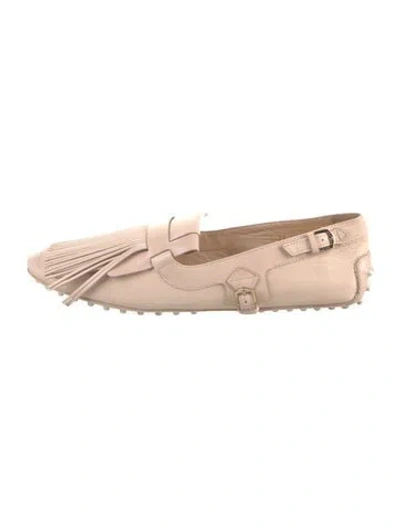 Pre-owned Tod's Leather Beaded Accents Loafers In Neutral