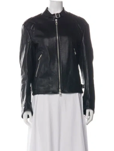 Pre-owned Tod's Leather Biker Jacket In Black