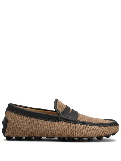Tod's Leather-blend Colour Block Loafers In Neutrals