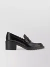 Tod's Leather Block Heel Loafers With Round Toe In Black
