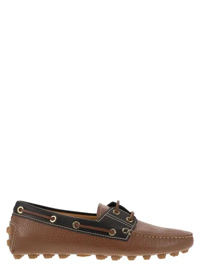 Tod's Leather Boat Bubble Grommet In Brown