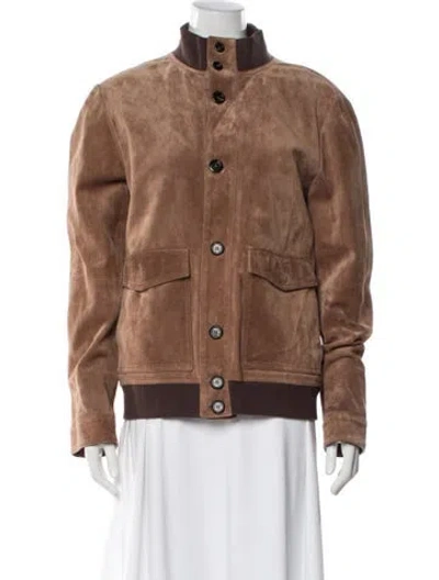 Pre-owned Tod's Leather Bomber Jacket In Brown