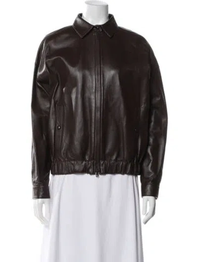 Pre-owned Tod's Leather Bomber Jacket In Brown
