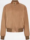 Tod's Pashmy Bomber Jacket In Suede In Neutrals