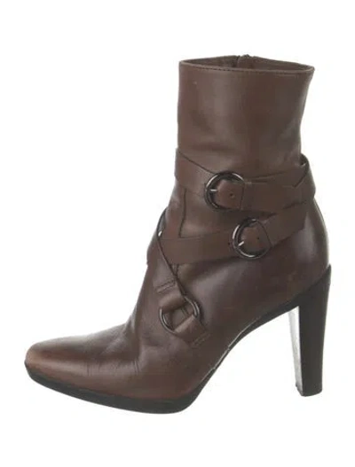 Pre-owned Tod's Leather Boots In Brown