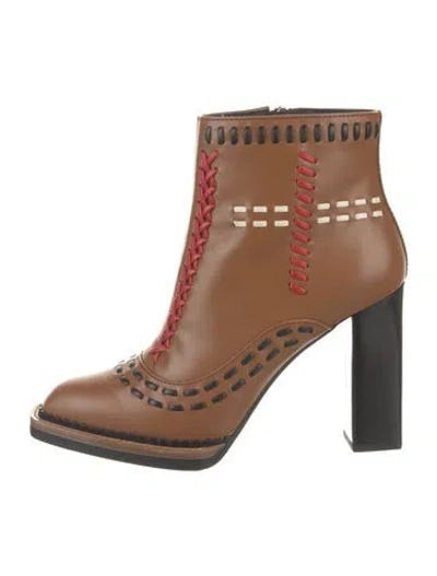 Pre-owned Tod's Leather Boots In Brown/red