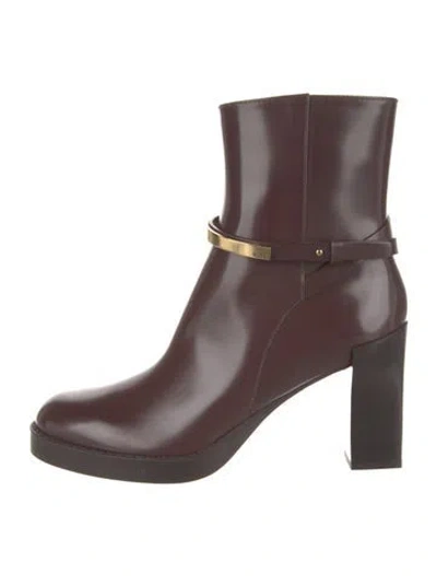 Pre-owned Tod's Leather Boots In Burgundy