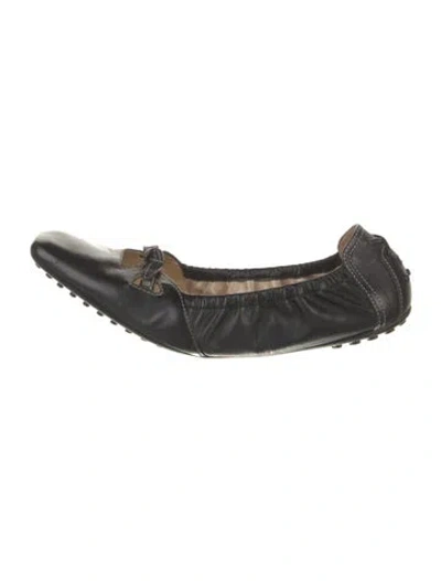 Pre-owned Tod's Leather Bow Accents Ballet Flats In Blue