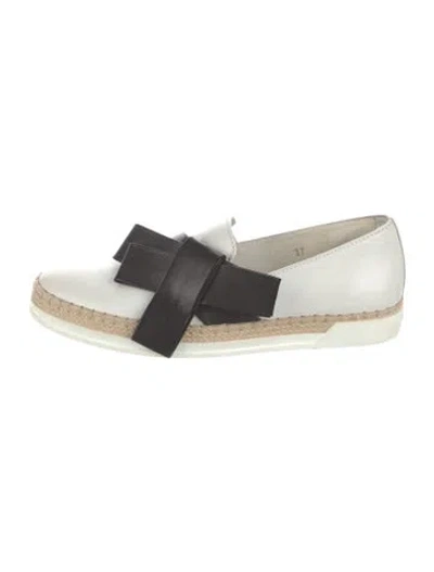 Pre-owned Tod's Leather Bow Accents Espadrilles In White
