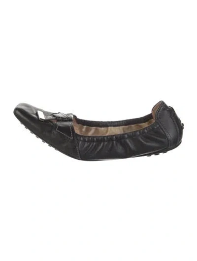 Pre-owned Tod's Leather Bow Accents Loafers In Black